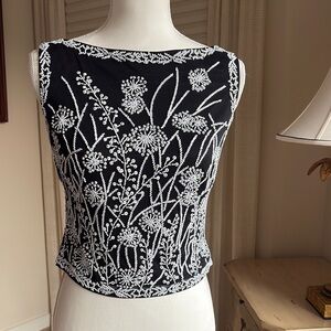 Tadashi Black and white sequined top